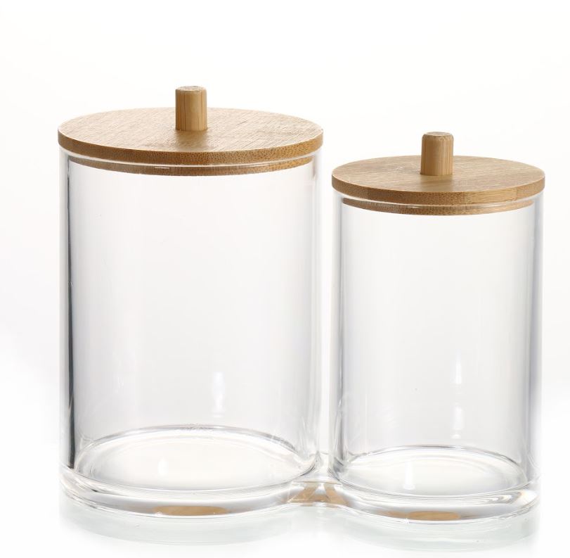 Organizador De Acrilico Doble Con Tapa De Bamboo 11*16Cm 51196 421