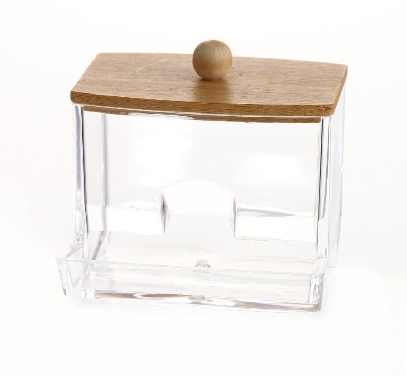 Organizaodr De Acrilico Con Tapa De Bamboo 7*8*8Cm 51202 421