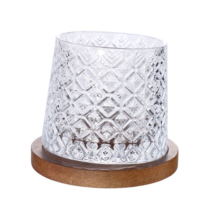 Vaso De Whisky 360° Con Base De Madera 50061 391