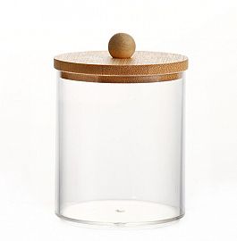 Organizador De Acrilico  Con Tapa De Bamboo 9*7 Cm 51200 421