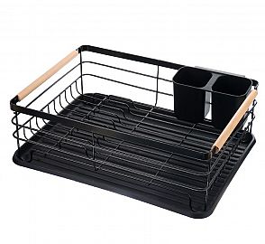 Secaplatos Negro C/Escurridor De Cubiertos 44*32*13Cm 50507 415