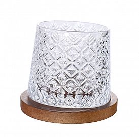 Vaso De Whisky 360° Con Base De Madera 50061 391